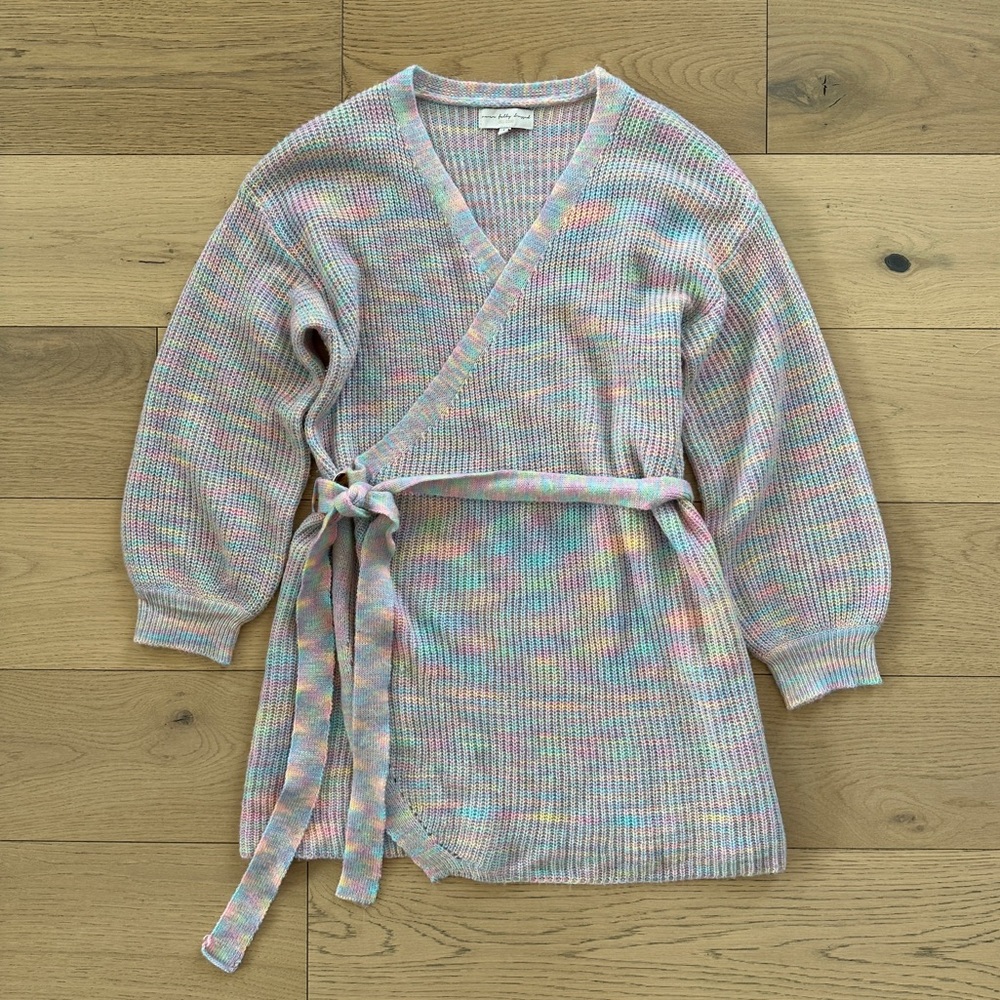 NWOT Never Fully Dressed wrap mini dress in rainbow knit